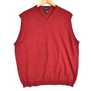 Valda  Mens XL SweaterVest Red Merino Wool Extrafine Pullover Preppy Knit Italy